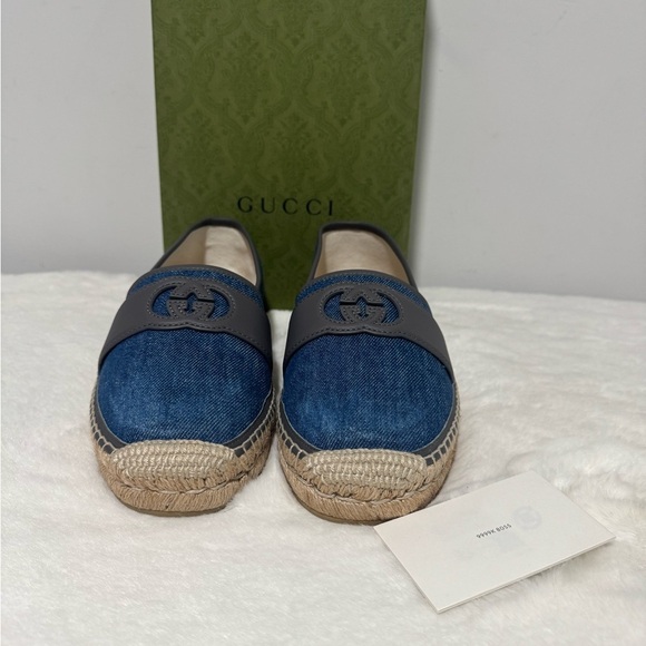 Gucci Other - Men's Gucci Interlocking G Blue Denim Espadrille Size 7 US 7.5 Made In Spain